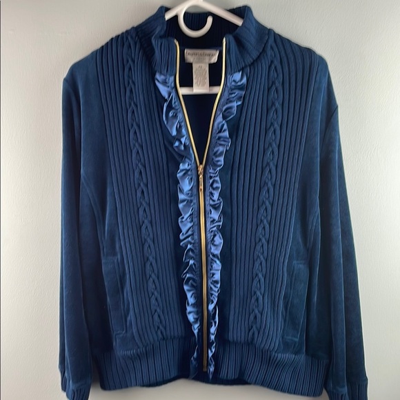 Draper's and Damons Petites Blue Women's Velvet Jacket Small - Picture 1 of 7
